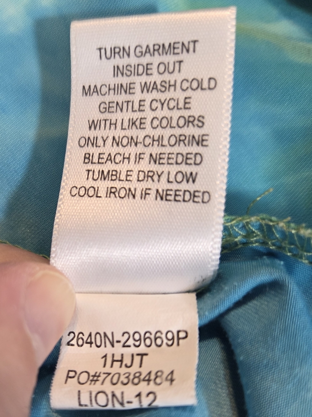 One World Green Blue White Flutter Sleeve Handkerchief Hemline Lined Blouse 1X - Picture 11 of 12